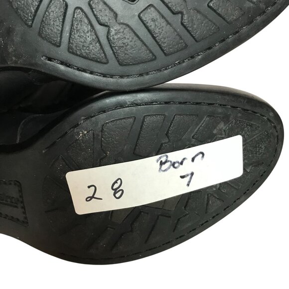 BORN Black Leather Tall Knee High Wide Calf Boot Womens 7 Side Zip - Picture 9 of 10